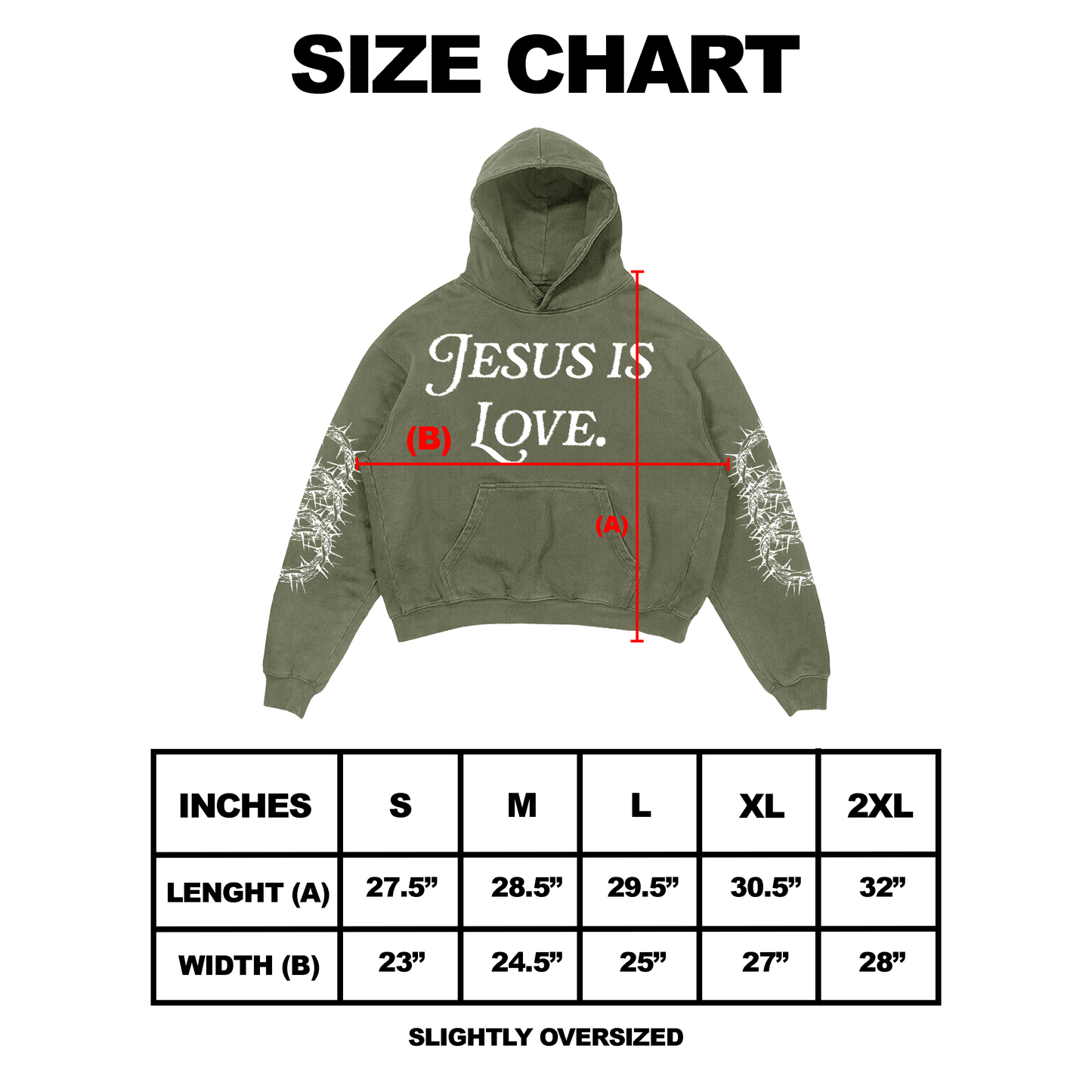 JESUS IS LOVE OLIVE HOODIE