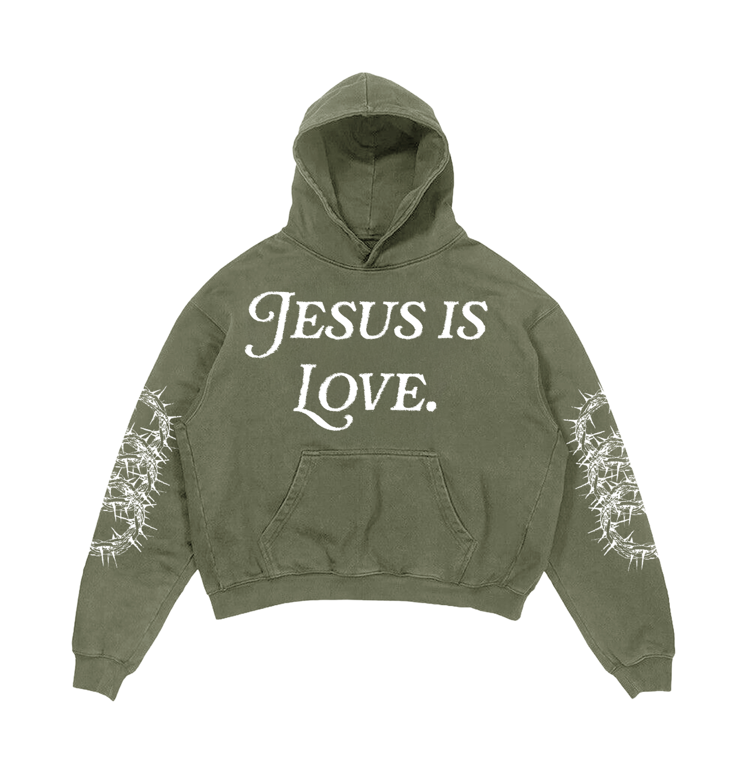 JESUS IS LOVE OLIVE HOODIE